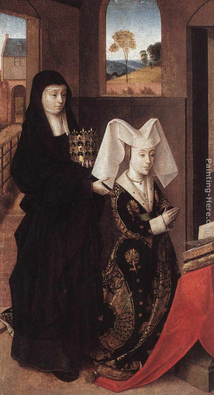 Isabel of Portugal with St Elizabeth painting - Petrus Christus Isabel of Portugal with St Elizabeth art painting
